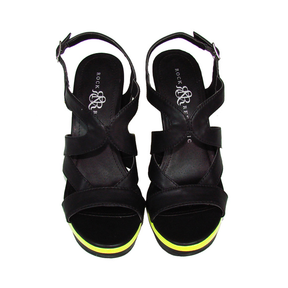 Rock & Republic Neon Platform Wedge Strappy Heels - Picture 4 of 8